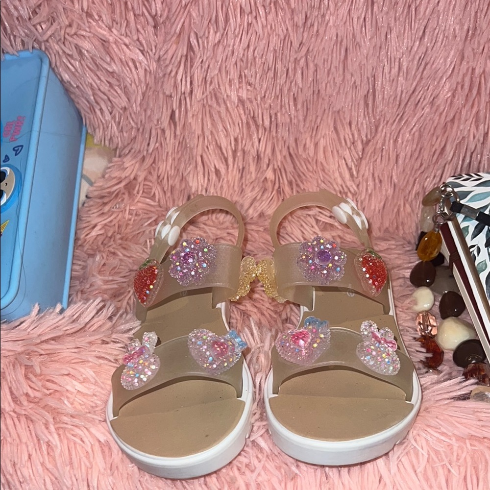 Bebe Kids Glittery Sandals - Pink and Gold new